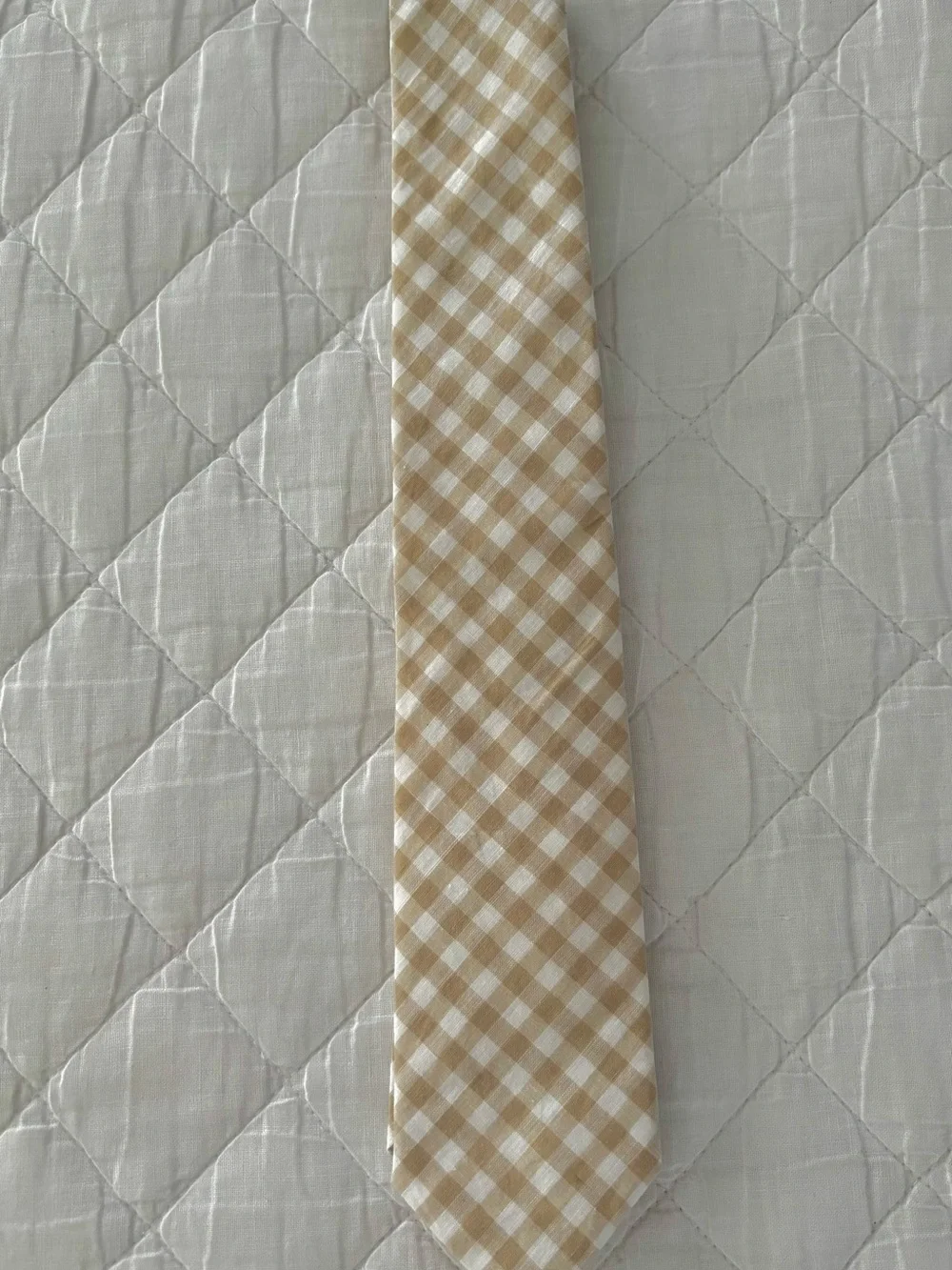 J. Crew Beige and White Gingham Tie